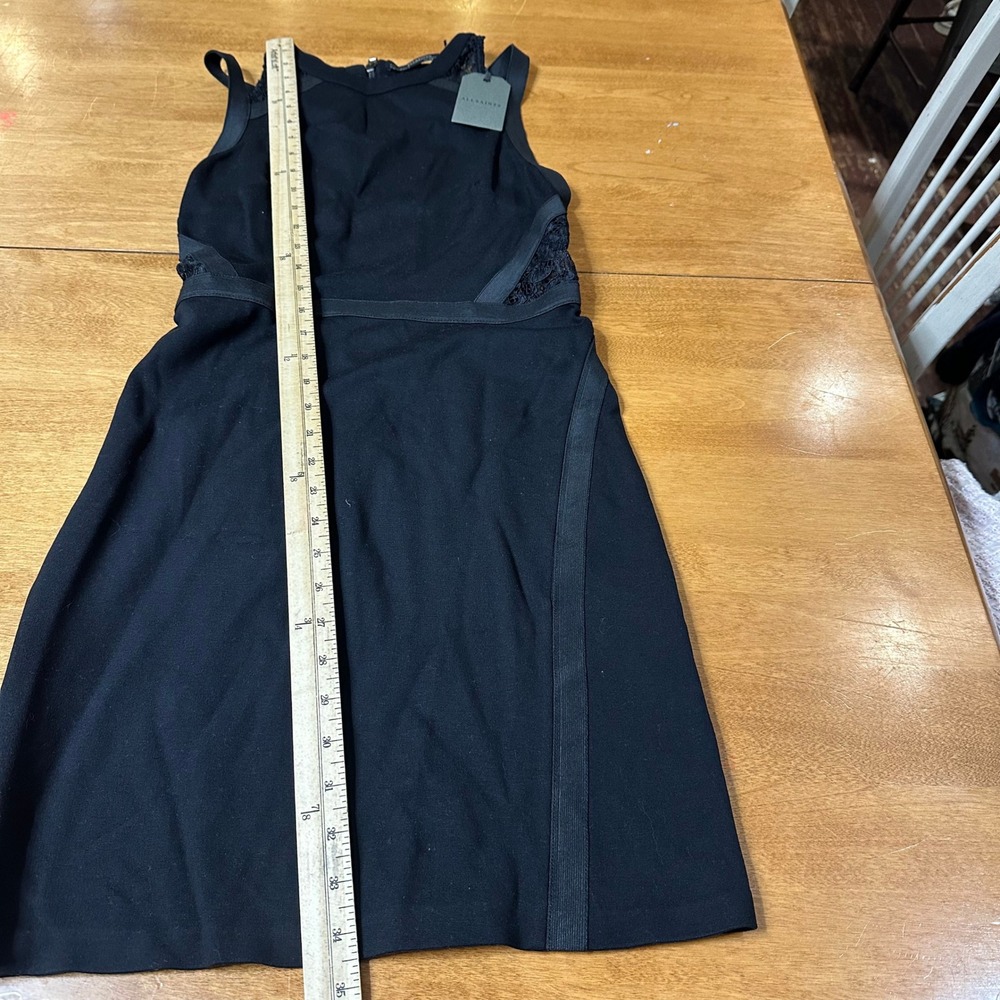 AllSaints Kiro Dress Womens Size 6 Black Lace Cutout Bodycon Mini LBD Cocktail - Picture 6 of 13